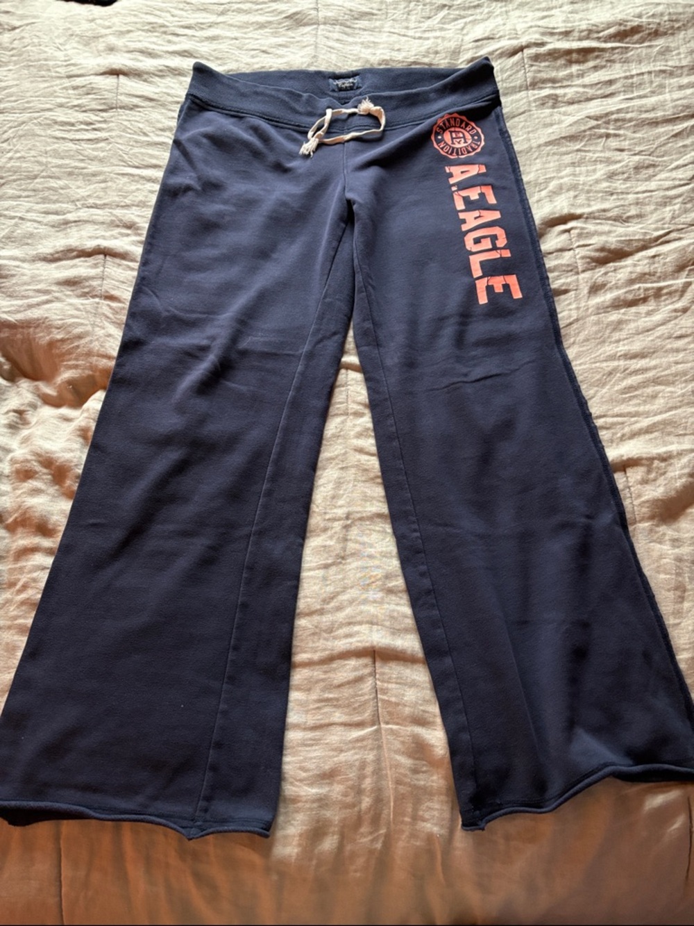 American Eagle Outfitters Navy Sweatpants with Cream Drawstring